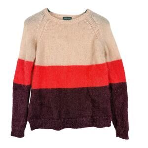 Needle Anthropologie Mohair Blend Stripe Knit Sweater Pink Red - Size S